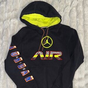 Jordan mens Black Hoodie with Neon Yellow Details